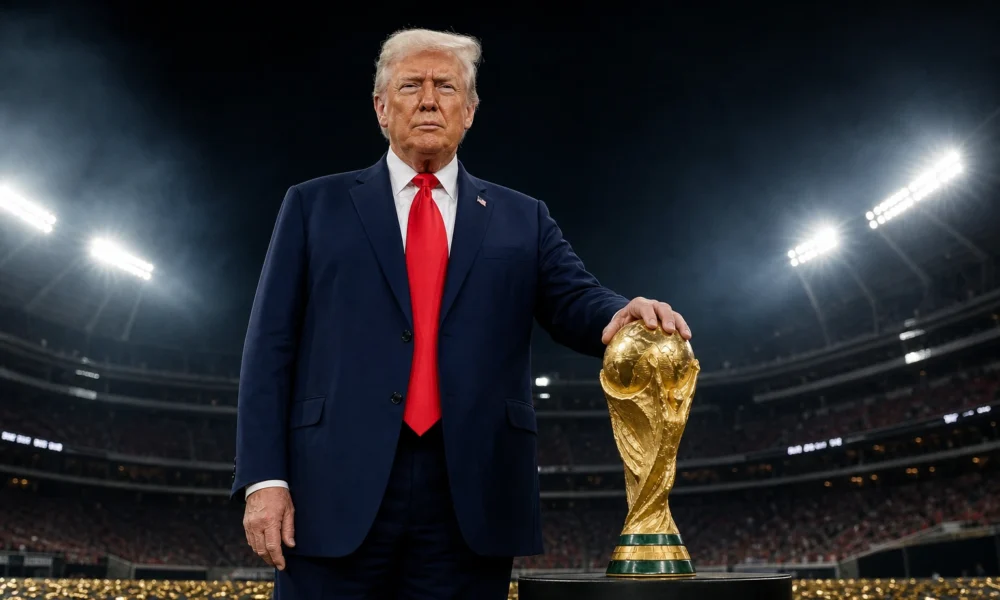 Donald Trump FIFA World Cup trophy presentation ceremony MetLife Stadium