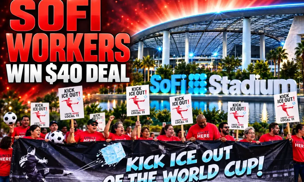 SoFi Stadium Unite Here workers World Cup contract
