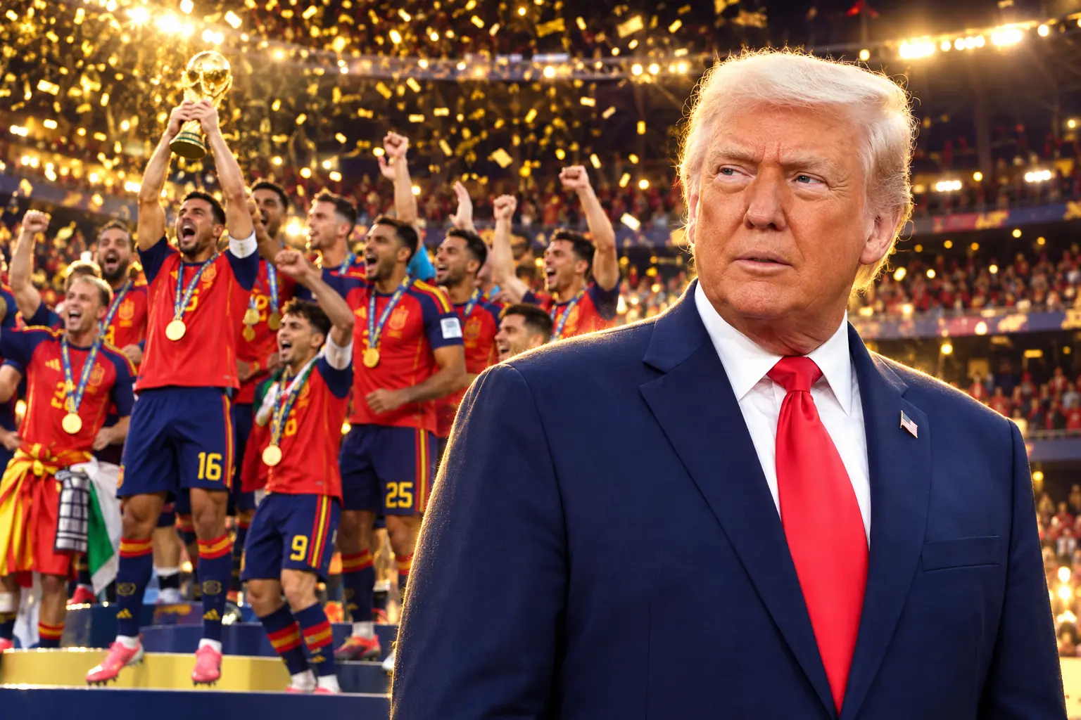 Trump presents World Cup trophy to Spain captain Rodri