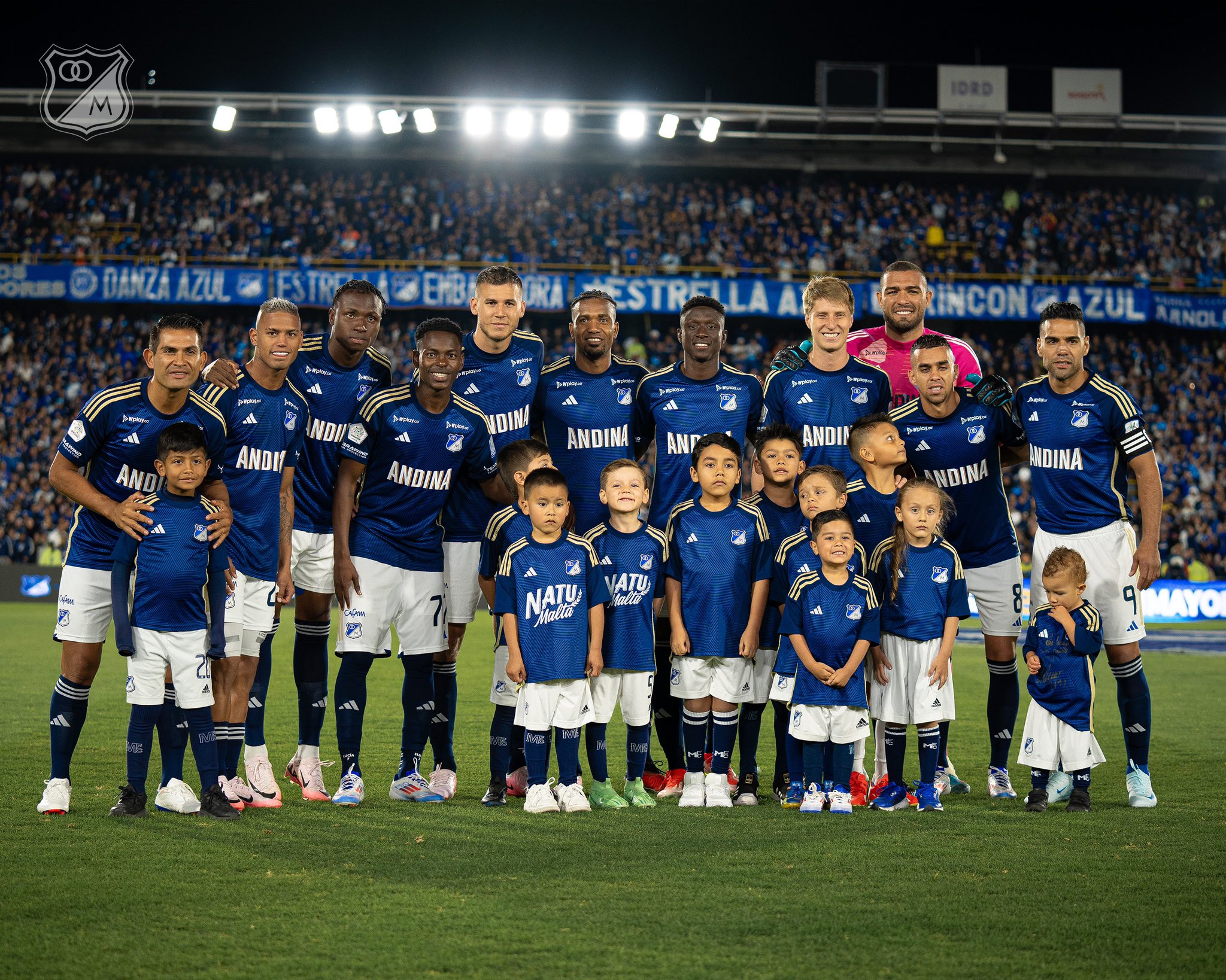 Jugadores de Millonarios previo al partido frente al Deportes Tolima.