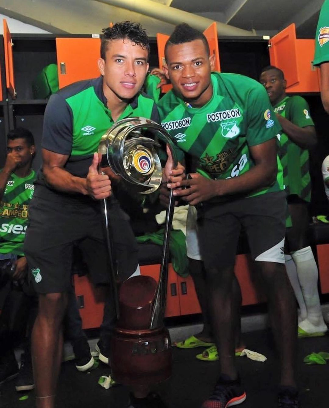 Harold Preciado y Andrés Roa, autores de los goles del Deportivo Cali en las finales del 2015 ante Medellín 